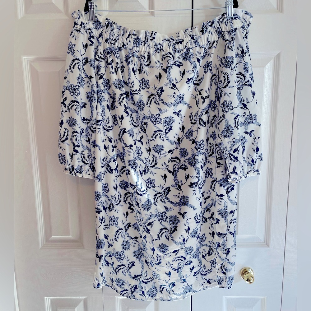 Banana Republic printed off shoulder dress